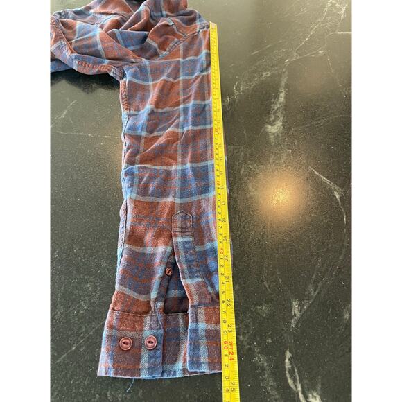 Weatherproof Vintage Luxe Flannel button up long sleeve Small rust and blue - Picture 7 of 9